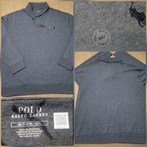 New! Polo Ralph Lauren Men 4XLT Luxury Jersey Shawl Collar Pullover Gray FLAW